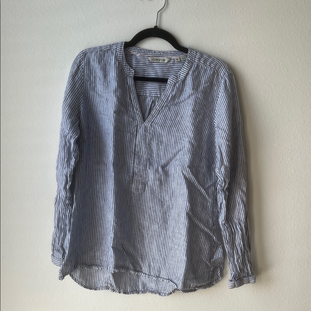 Orvis Blue and White Striped Blouse